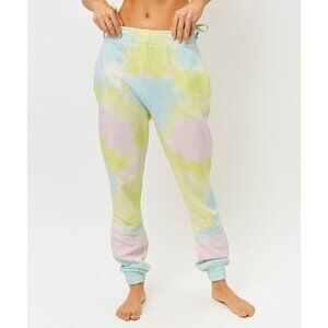 NWT Frankie’s Bikinis Aiden Pull On Rainbow Tie Dye Jogger Sweatpants New Medium
